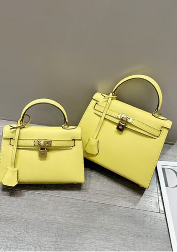 Tiger Lyly Garbo Palm Print Leather Bag 22CM Yellow
