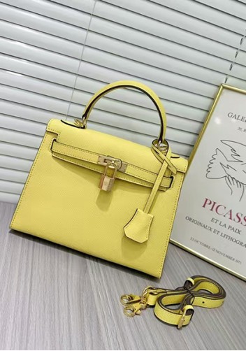 Tiger Lyly Garbo Palm Print Leather Bag 25CM Yellow