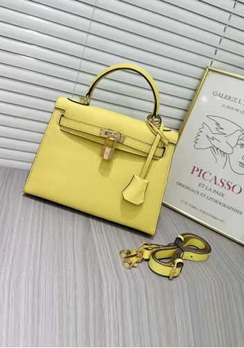 Tiger Lyly Garbo Palm Print Leather Bag 22CM Yellow