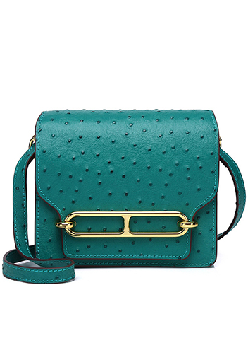 Tiger LyLy Zoe Ostrich Leather Shoulder Bag Green