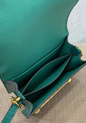 Tiger LyLy Zoe Ostrich Leather Shoulder Bag Green
