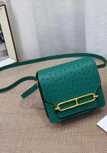 Tiger LyLy Zoe Ostrich Leather Shoulder Bag Green