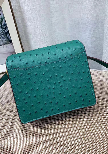 Tiger LyLy Zoe Ostrich Leather Shoulder Bag Green