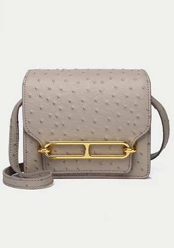 Tiger LyLy Zoe Ostrich Leather Shoulder Bag Grey