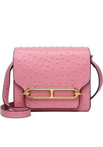 Tiger LyLy Zoe Ostrich Leather Shoulder Bag Pink