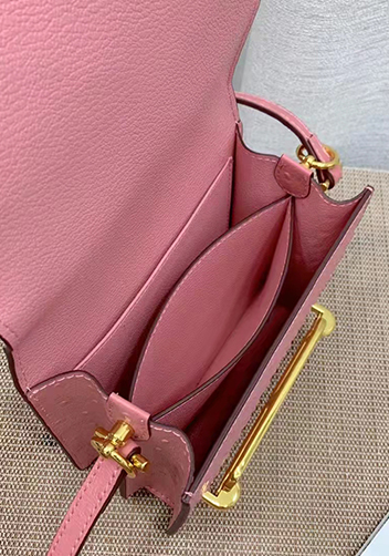 Tiger LyLy Zoe Ostrich Leather Shoulder Bag Pink