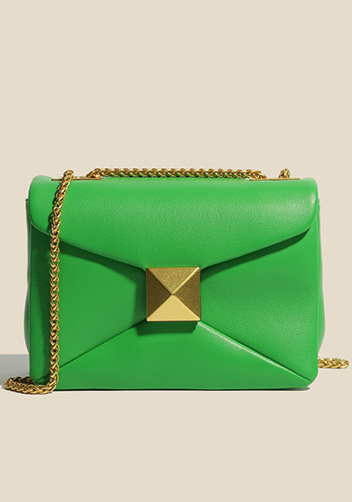 THE AMY STUDDED LEATHER BAG GREEN