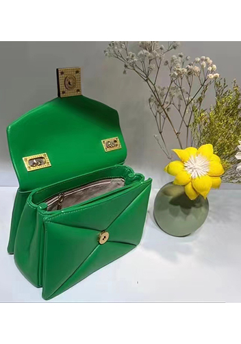 THE AMY STUDDED LEATHER BAG GREEN
