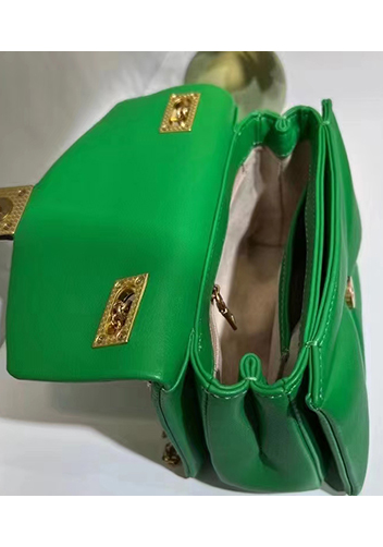 THE AMY STUDDED LEATHER BAG GREEN