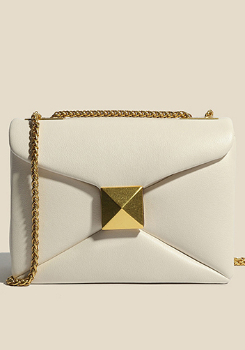 THE AMY STUDDED LEATHER BAG WHITE