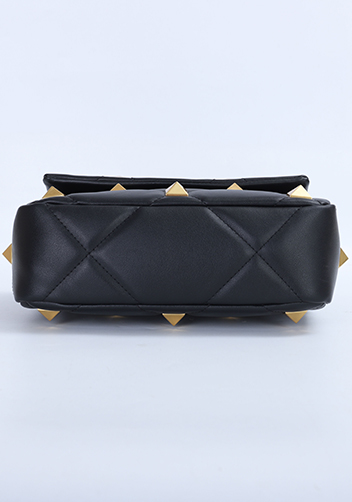 THE AMY STUDDED LEATHER SHOULDER BAG BLACK