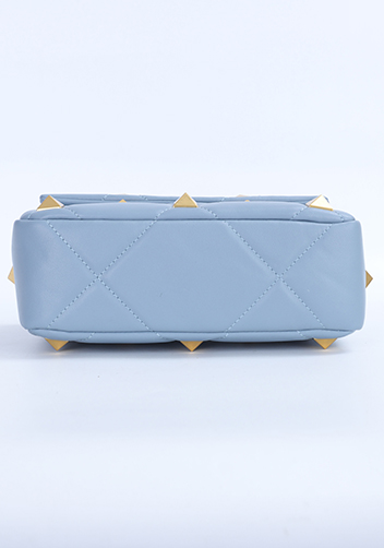 THE AMY STUDDED LEATHER SHOULDER BAG BLUE