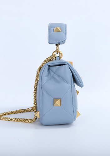 THE AMY STUDDED LEATHER SHOULDER BAG BLUE