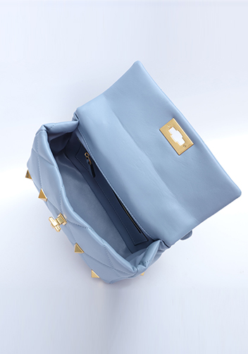 THE AMY STUDDED LEATHER SHOULDER BAG BLUE