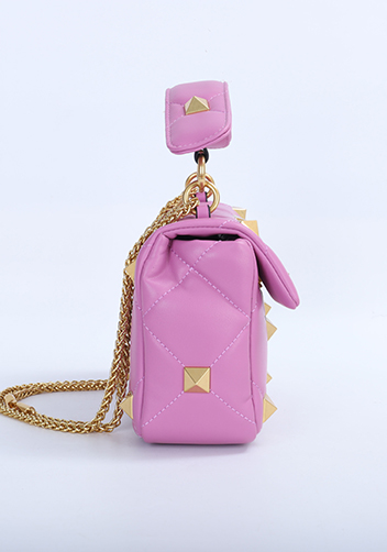 THE AMY STUDDED LEATHER SHOULDER BAG PINK