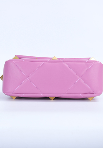 THE AMY STUDDED LEATHER SHOULDER BAG PINK