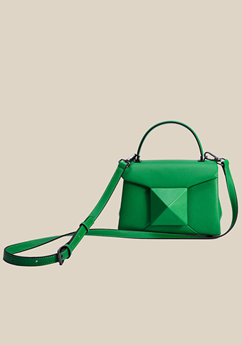 The Amy Studded Leather Top Handle Shoulder Bag Green