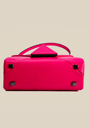 The Amy Studded Leather Top Handle Shoulder Bag Hot Pink