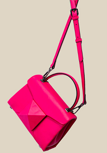 The Amy Studded Leather Top Handle Shoulder Bag Hot Pink