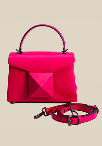 The Amy Studded Leather Top Handle Shoulder Bag Hot Pink