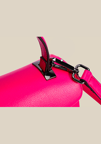 The Amy Studded Leather Top Handle Shoulder Bag Hot Pink