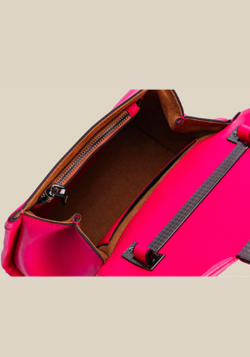 The Amy Studded Leather Top Handle Shoulder Bag Hot Pink