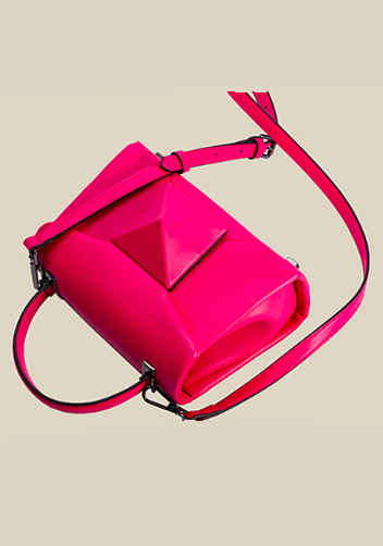 The Amy Studded Leather Top Handle Shoulder Bag Hot Pink