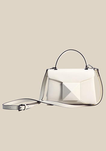 The Amy Studded Leather Top Handle Shoulder Bag White