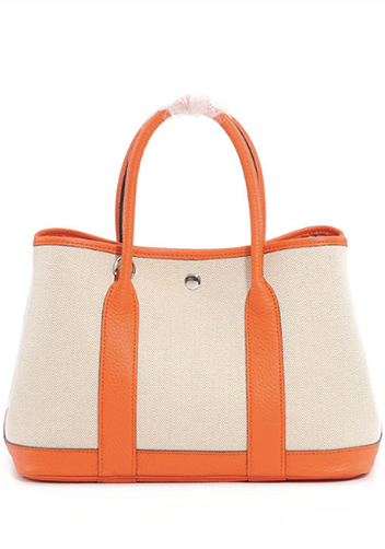 Tiger Lyly Carla Medium Tote Leather With Canvas Orange