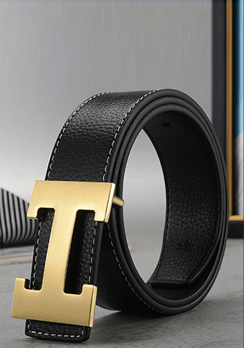 Tiger Lyly H GOLD BUCKLE LEATHER BELT BLACK FOR MEN