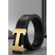 Tiger Lyly H GOLD BUCKLE LEATHER BELT BLACK FOR MEN