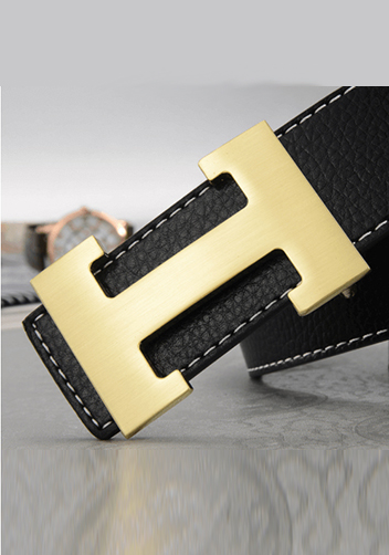 Tiger Lyly H GOLD BUCKLE LEATHER BELT BLACK FOR MEN