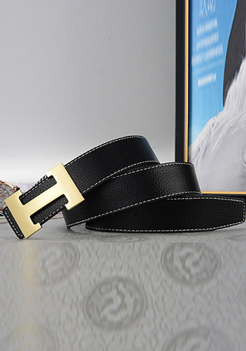 Tiger Lyly H GOLD BUCKLE LEATHER BELT BLACK FOR MEN