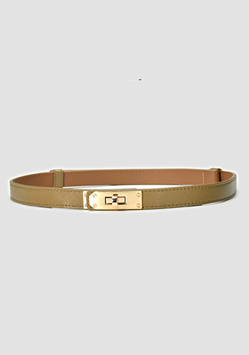 TIGER LYLY METAL LOCK BUCKLE LEATHER BELT MATCHA