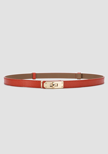 TIGER LYLY METAL LOCK BUCKLE LEATHER BELT RED
