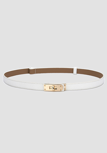 TIGER LYLY METAL LOCK BUCKLE LEATHER BELT WHITE