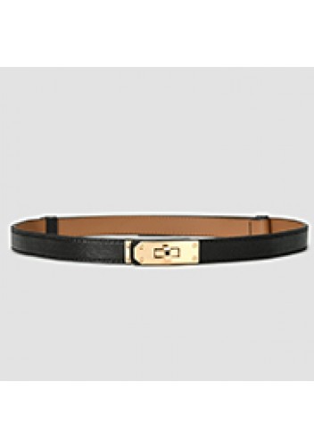 TIGER LYLY METAL LOCK BUCKLE LEATHER BELT BLACK