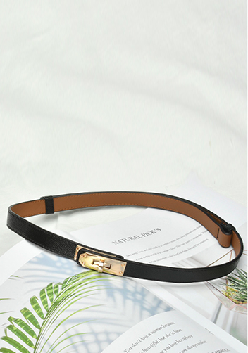 TIGER LYLY METAL LOCK BUCKLE LEATHER BELT BLACK