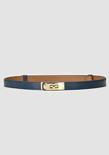 TIGER LYLY METAL LOCK BUCKLE LEATHER BELT BLUE