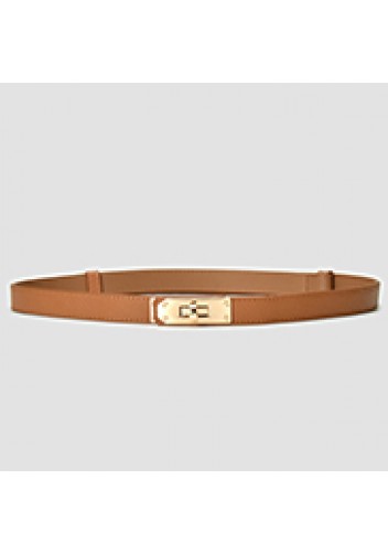 TIGER LYLY METAL LOCK BUCKLE LEATHER BELT CAMEL