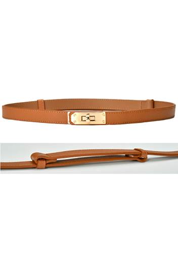 TIGER LYLY METAL LOCK BUCKLE LEATHER BELT CAMEL