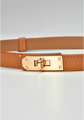 TIGER LYLY METAL LOCK BUCKLE LEATHER BELT CAMEL