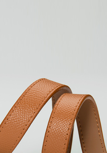 TIGER LYLY METAL LOCK BUCKLE LEATHER BELT CAMEL