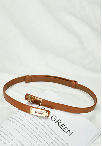 TIGER LYLY METAL LOCK BUCKLE LEATHER BELT CAMEL