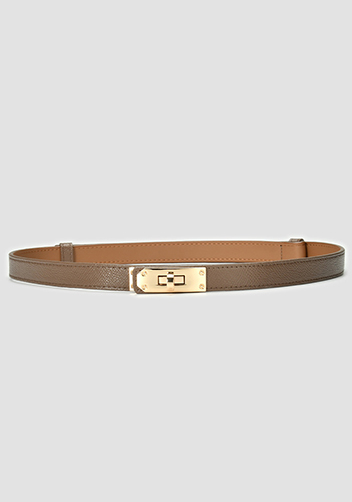TIGER LYLY METAL LOCK BUCKLE LEATHER BELT GREY