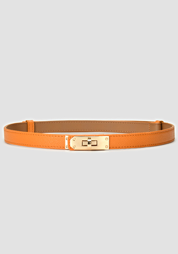 TIGER LYLY METAL LOCK BUCKLE LEATHER BELT ORANGE