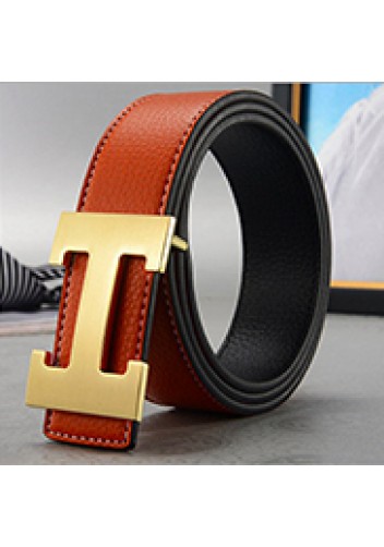 Tiger Lyly H GOLD BUCKLE LEATHER BELT BROWN FOR MEN