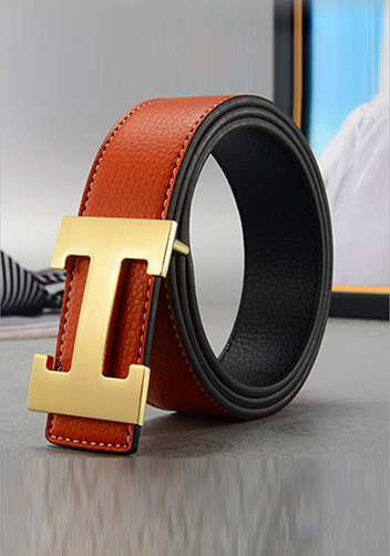 Tiger Lyly H GOLD BUCKLE LEATHER BELT BROWN FOR MEN