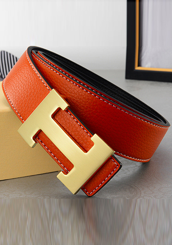 Tiger Lyly H GOLD BUCKLE LEATHER BELT BROWN FOR MEN