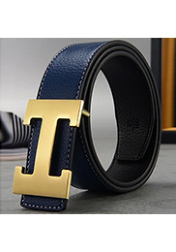 Tiger Lyly H GOLD BUCKLE LEATHER BELT DARK BLUE FOR MEN